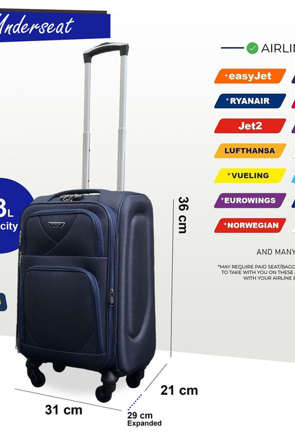 Nagoya Unserseat Soft Shell Suitcase in Navy