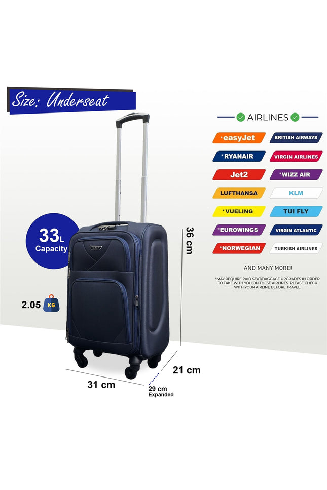 Nagoya Unserseat Soft Shell Suitcase in Navy