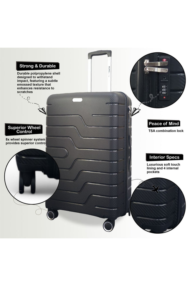 Kariya Set of 3 Hard Shell Suitcase in Black