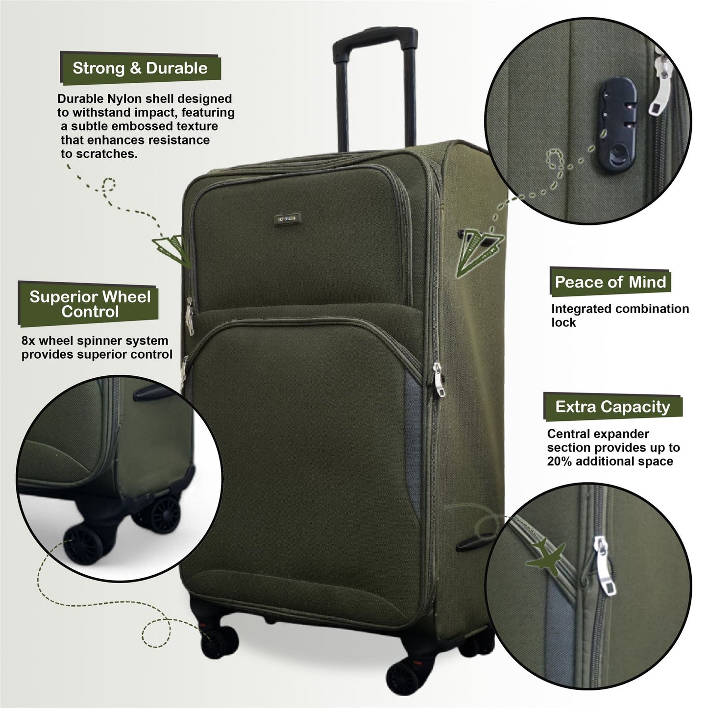 Gosford X-Large Soft Shell Suitcase in Green