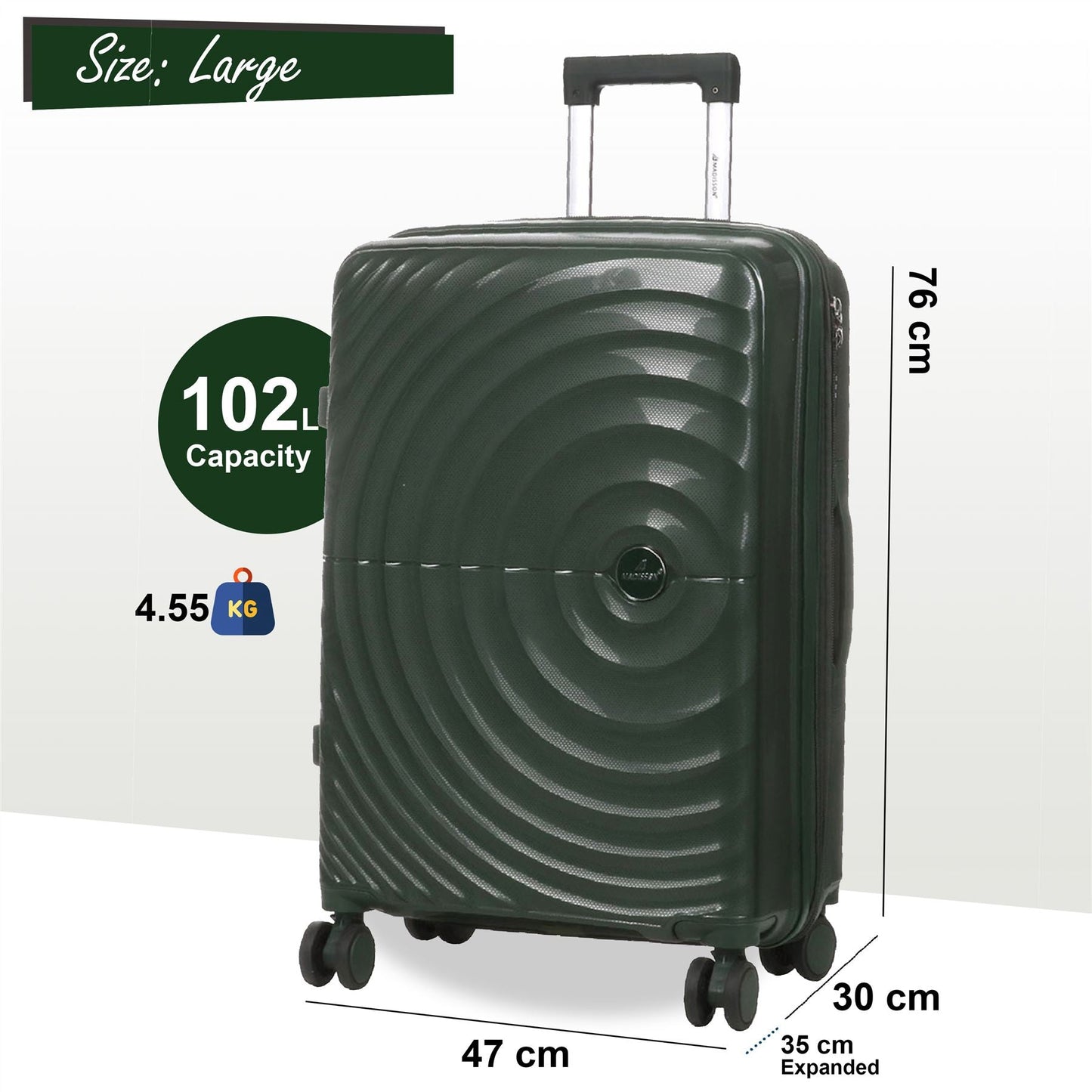 Balranald Large Hard Shell Suitcase in Dark Green