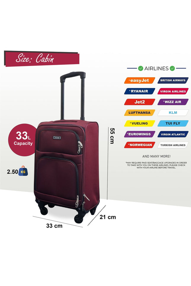 Tahara Cabin Soft Shell Suitcase in Wine