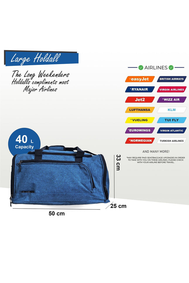 Large Duffel Weekend Holdall Carry-On Cabin Bag Gym Sports Travel Bag Teal