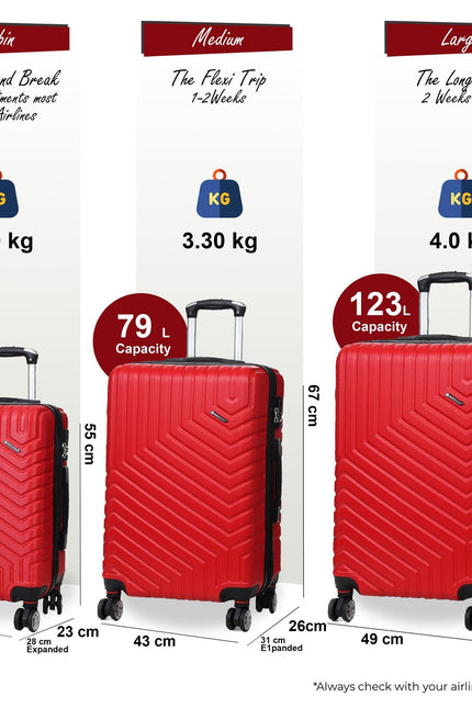 Bega Set of 3 Hard Shell Suitcase in Red