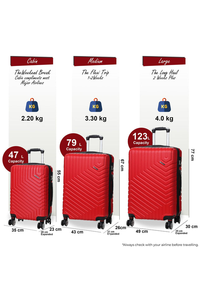 Bega Set of 3 Hard Shell Suitcase in Red
