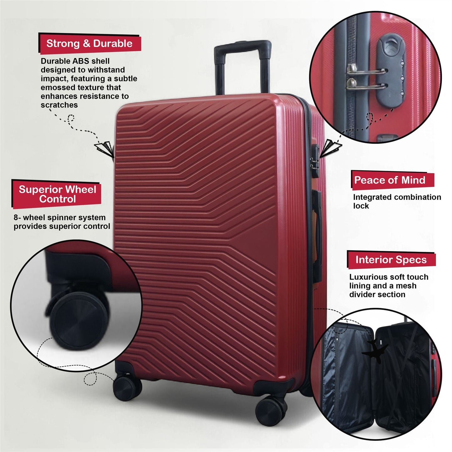 Junee Medium Hard Shell Suitcase in Red