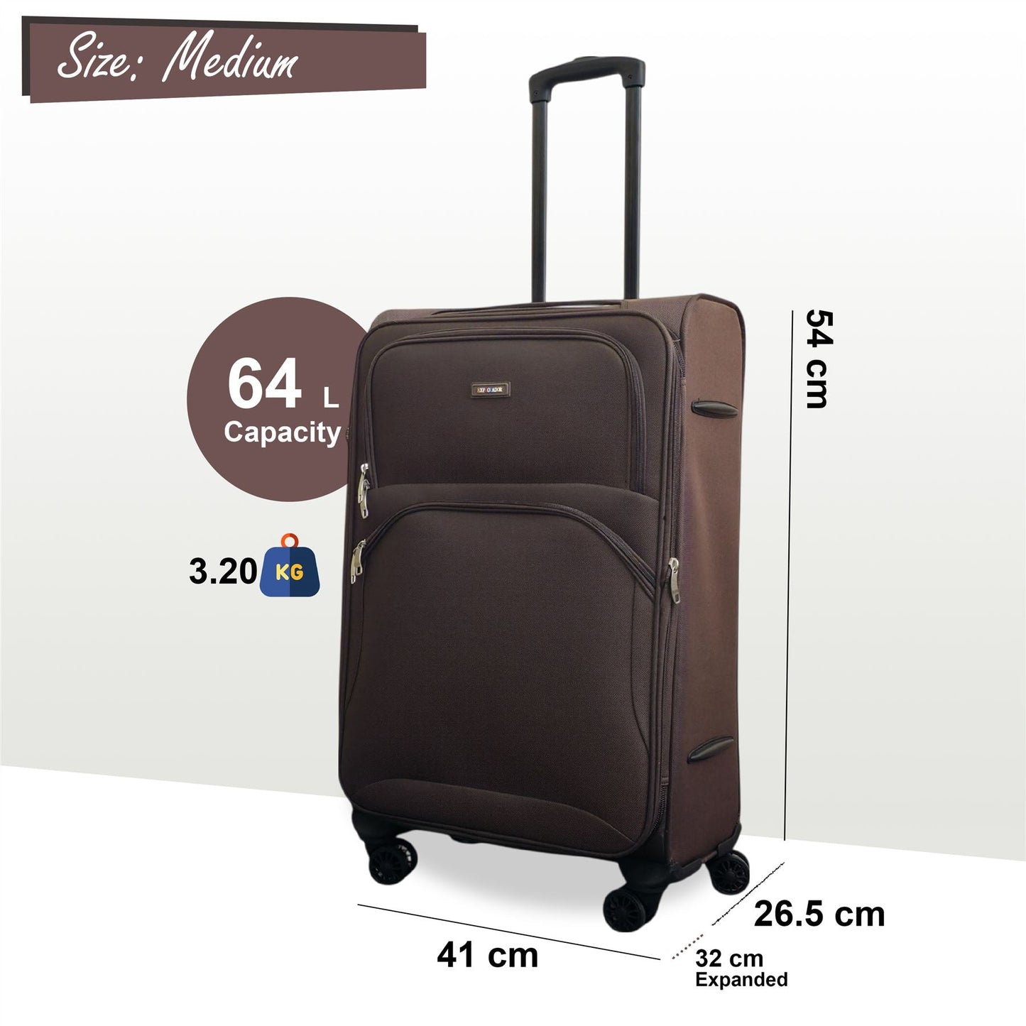 Gosford Medium Soft Shell Suitcase in Brown