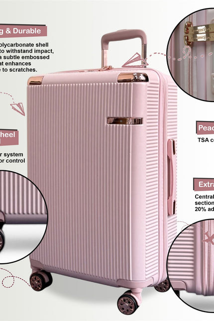 Cowra Set of 3 Hard Shell Suitcase in Rose Gold