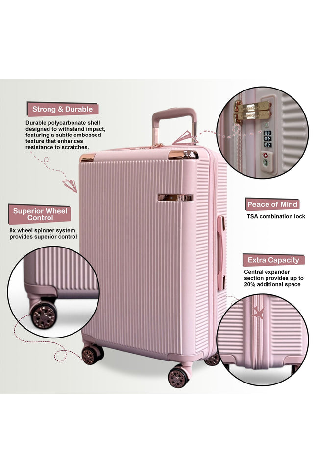 Cowra Set of 3 Hard Shell Suitcase in Rose Gold