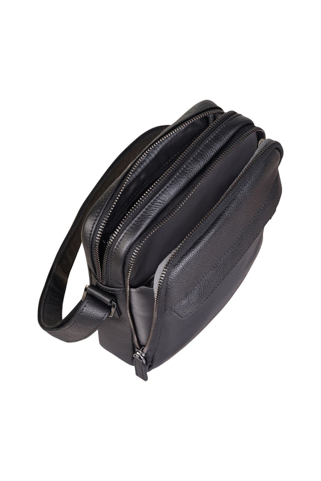 Genuine Leather Black Vintage Messenger Crossbody Travel Bag - Hawthrone