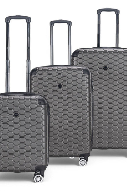 Noda Set of 3 Hard Shell Suitcase in Charcoal