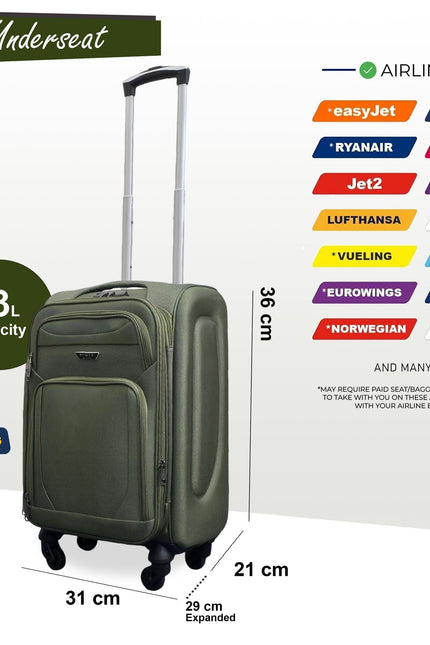 Nagoya Unserseat Soft Shell Suitcase in Khaki