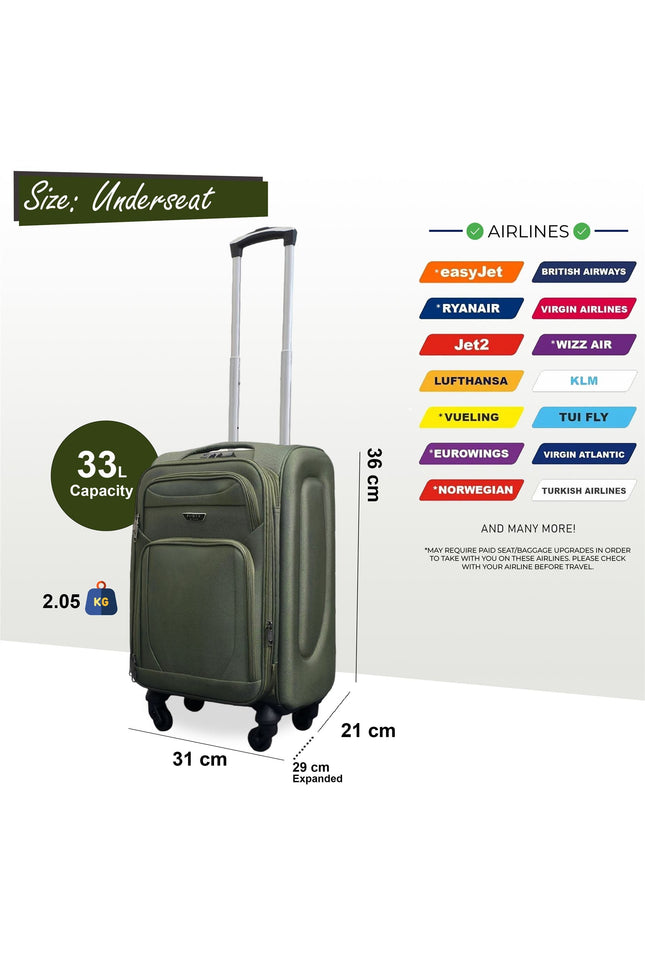 Nagoya Unserseat Soft Shell Suitcase in Khaki