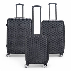 Noda Set of 3 Hard Shell Suitcase in Black