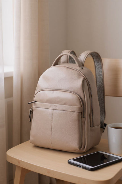 Genuine Leather Grey Vintage Rucksack Laptop Bag Travel Backpack - Capri