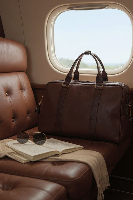 Vintage Genuine Leather Brown Holdall Duffle Gym Travel Bag - Atlas