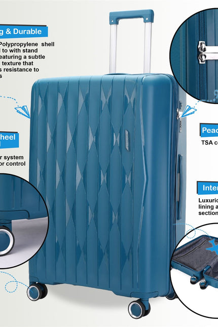 Burnaby Set of 3 Hard Shell Suitcase in Teal Blue