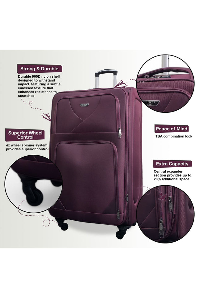 Nagoya X-Large Soft Shell Suitcase in Purple