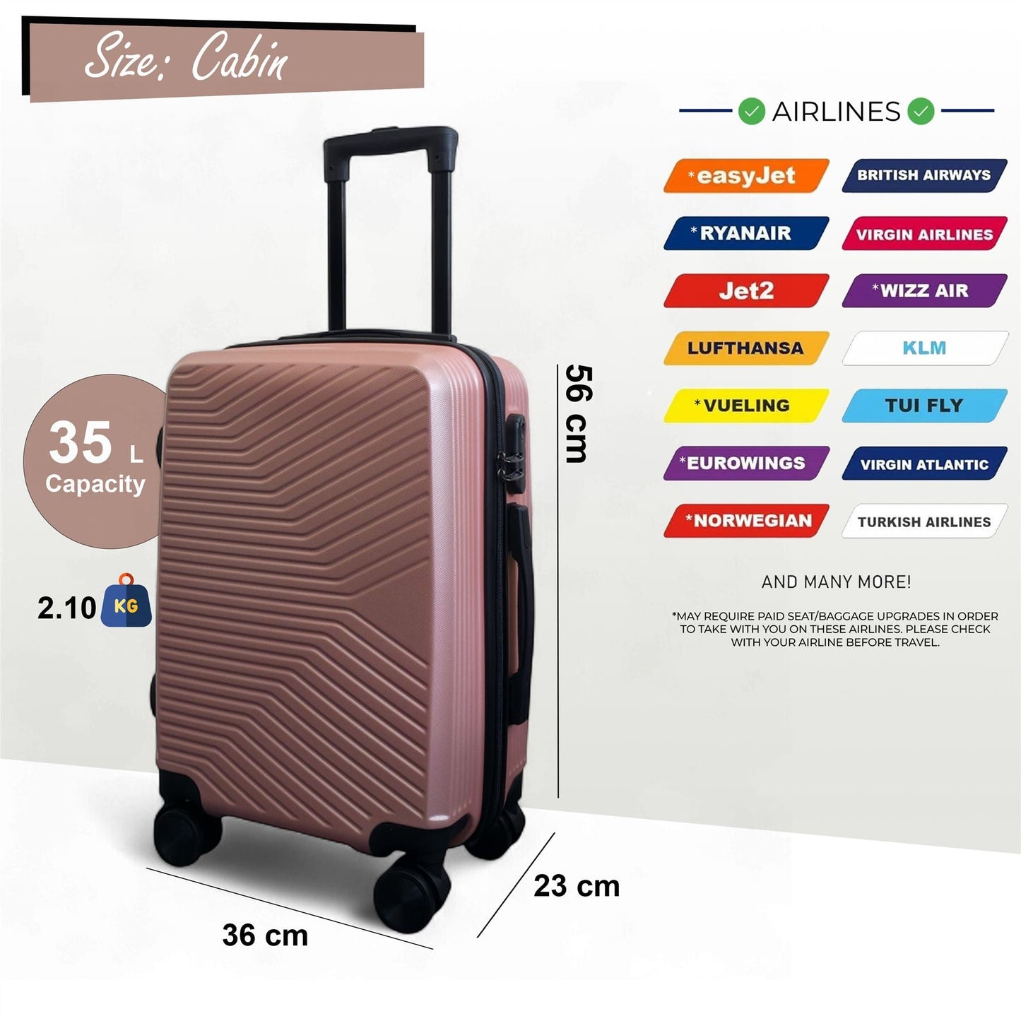 Junee Cabin Hard Shell Suitcase in Rose Gold