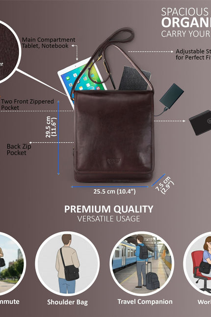 Leather Vintage Brown Messenger Shoulder Crossbody Travel Business Bag - Ranger