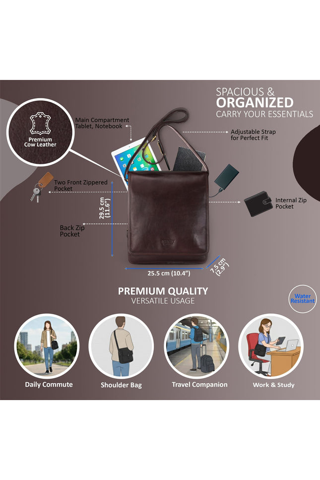 Leather Vintage Brown Messenger Shoulder Crossbody Travel Business Bag - Ranger