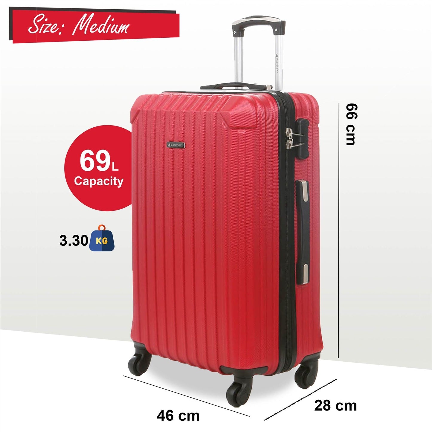 Corowa Medium Hard Shell Suitcase in Red