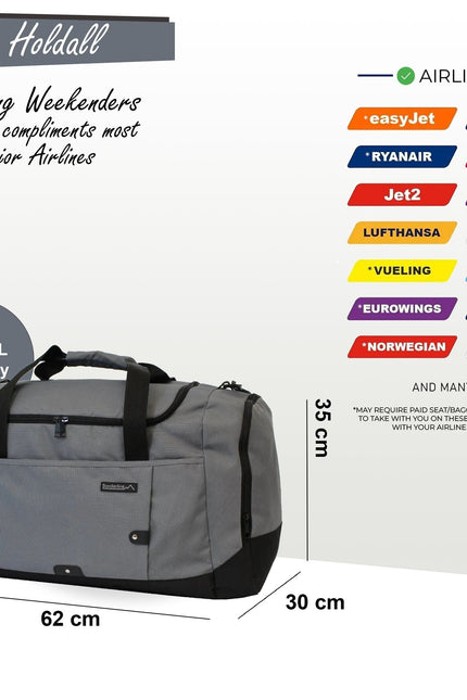 Extra Large Duffel Weekend Holdall Carry-On Cabin Bag Gym Sports Travel Bag Grey