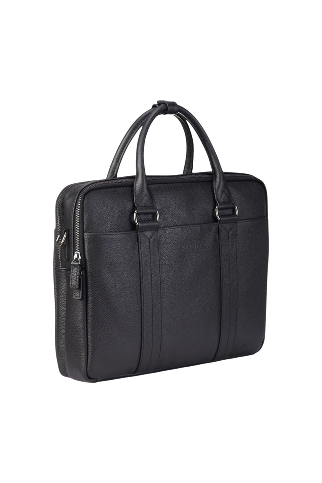 Genuine Leather Black Laptop Business Briefcase Office Work Travel Bag - Sutton