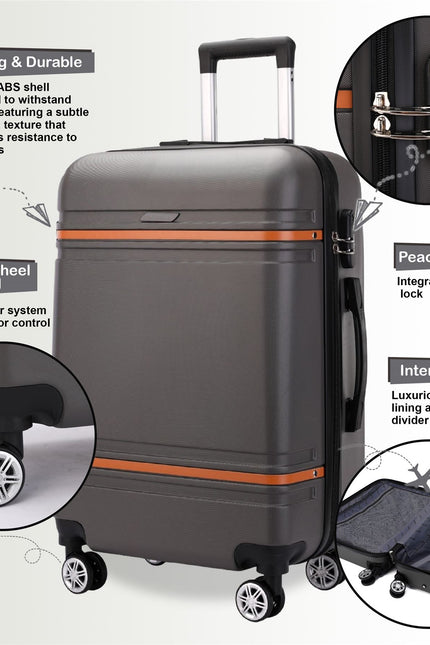 Calgary Cabin Hard Shell Suitcase in Charcoal Black