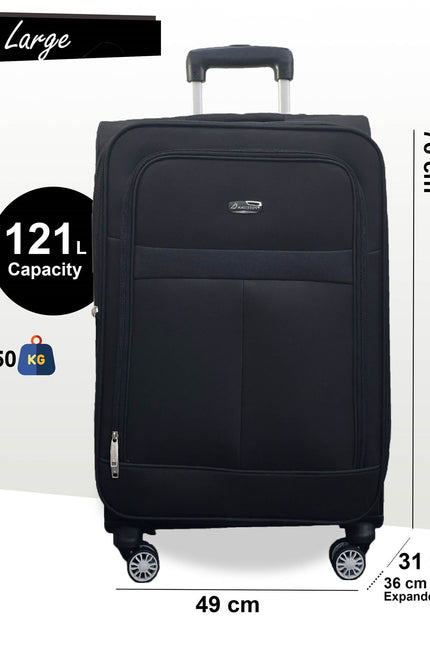 Forbes Large Soft Shell Suitcase in Black