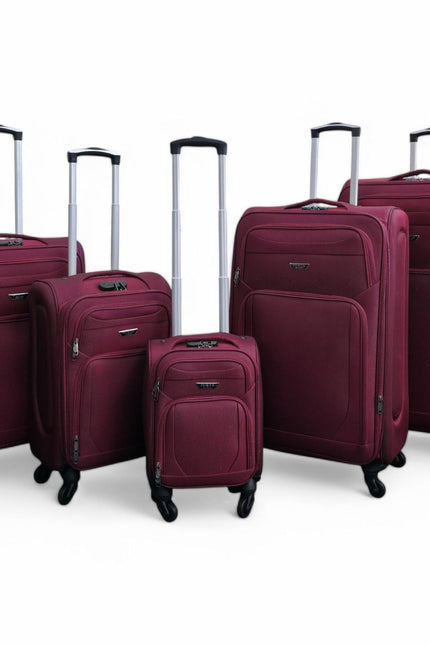 Nagoya Set of 5 Soft Shell Suitcase in Wine