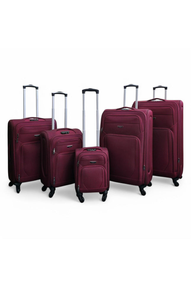 Nagoya Set of 5 Soft Shell Suitcase in Wine
