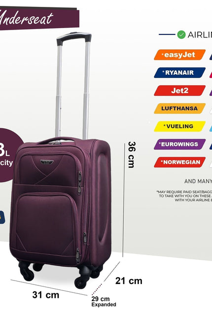 Nagoya Unserseat Soft Shell Suitcase in Purple