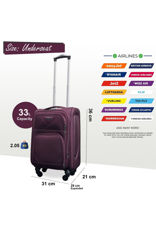 Nagoya Unserseat Soft Shell Suitcase in Purple