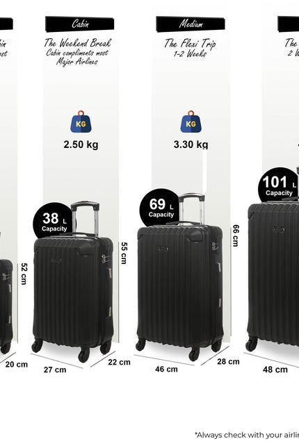 Corowa Set of 4 Hard Shell Suitcase in Black