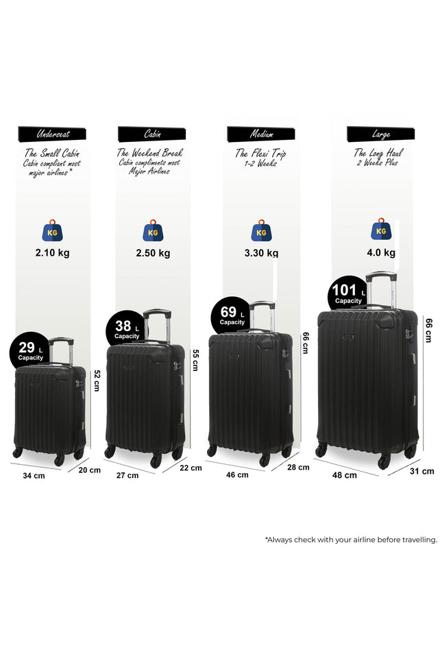Corowa Set of 4 Hard Shell Suitcase in Black