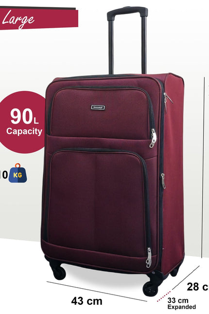 Tahara Large Soft Shell Suitcase in Wine