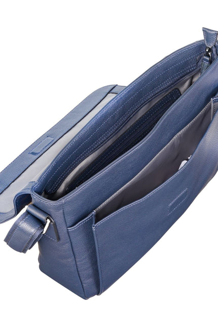 Genuine Leather Navy Laptop Bag Travel Work Messenger Satchel - Camden