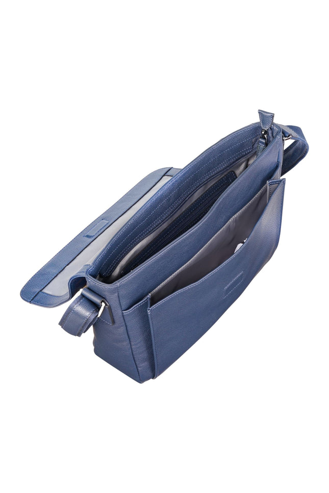 Genuine Leather Navy Laptop Bag Travel Work Messenger Satchel - Camden
