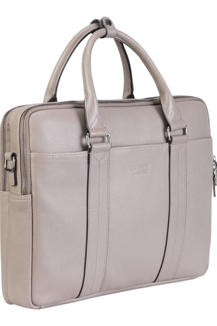Genuine Leather Grey Laptop Business Briefcase Office Work Travel Bag - Sutton