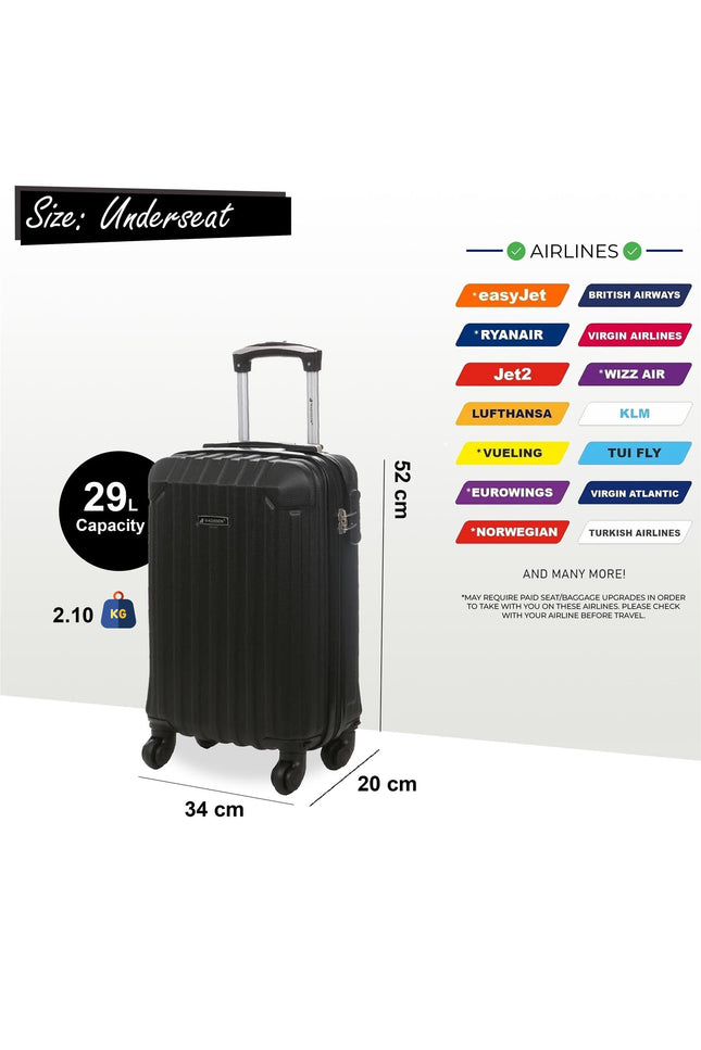 Corowa Underseat Hard Shell Suitcase in Black
