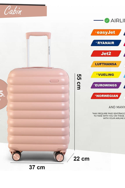 Hard Shell Cabin 37 x 22 x 55 cm Pink TSA Secure Luggage Suitcase Suitable for Easyjet, Ryanair