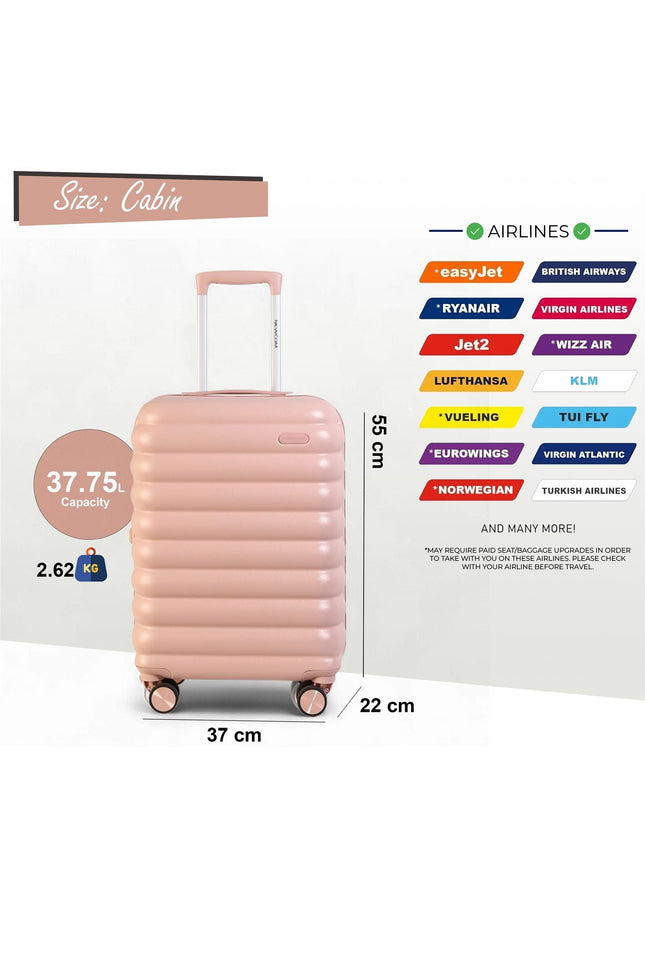 Hard Shell Cabin 37 x 22 x 55 cm Pink TSA Secure Luggage Suitcase Suitable for Easyjet, Ryanair