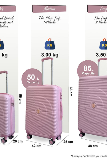Seto Set of 3 Hard Shell Suitcase in Pink