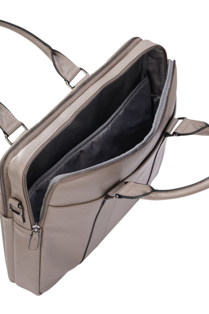 Genuine Leather Grey Laptop Business Briefcase Office Work Travel Bag - Sutton