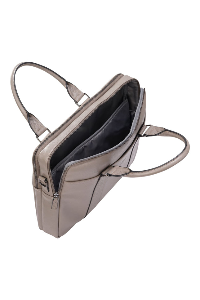 Genuine Leather Grey Laptop Business Briefcase Office Work Travel Bag - Sutton