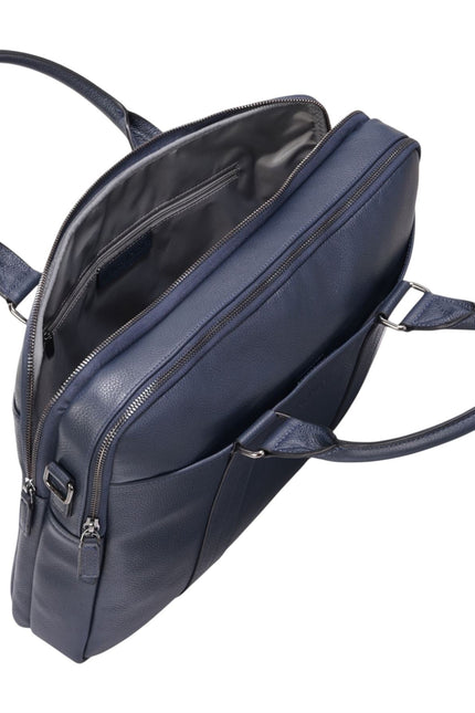 Genuine Leather Navy Laptop Business Briefcase Office Work Travel Bag - Sutton