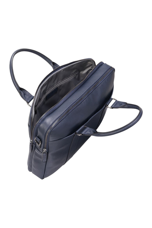 Genuine Leather Navy Laptop Business Briefcase Office Work Travel Bag - Sutton