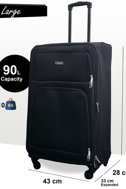 Tahara Large Soft Shell Suitcase in Black