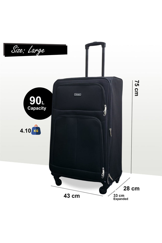 Tahara Large Soft Shell Suitcase in Black